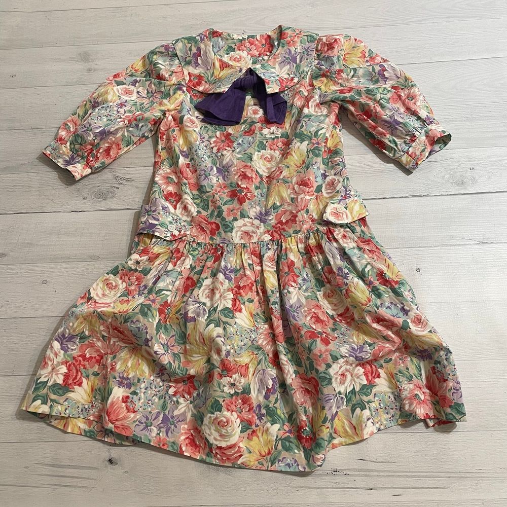 Vintage maggie green girls‎ floral dress size 4